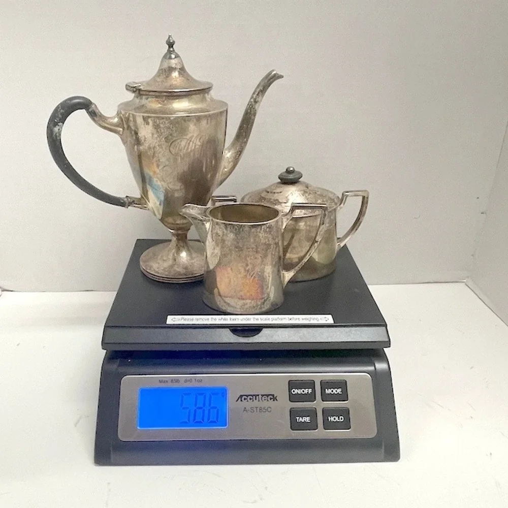 Antique La Pierre 3-Piece Sterling Silver Coffee Service Set - Art Deco 586g